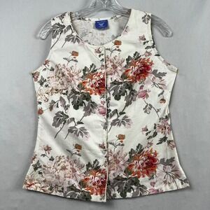 Pine Cone Hill Top Womens XS Floral Cotton Sleeveless Button Front Cottage Core
